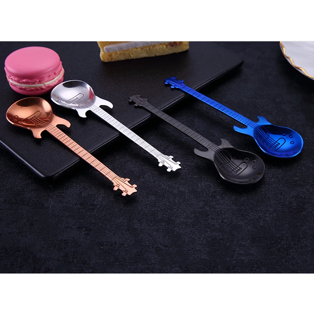 Stainless Steel Guitar Mixing Scoop Cocktail Stirring Spoon Bar Mixing Utensil Barware for mixing malts shakes juice coffee