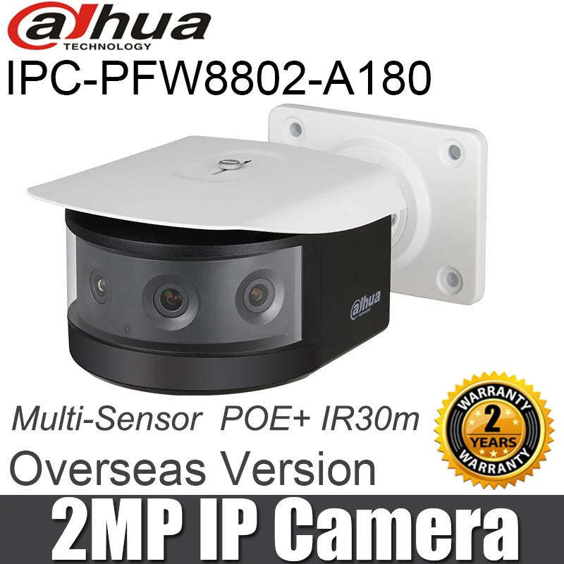 Dahua 2MP многосенсорная сетевая камера POE+ IPC-PFW8802-A180 IR 30 м H.265 cctv безопасности Пуля Starlight панорамная ip-камера