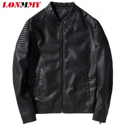 LONMMY 3XL Винтаж мотоциклетная куртка Мужские кожаные пальто куртки Мужской Пальто Военная Униформа Верхняя одежда Тонкий Фитнес 2018