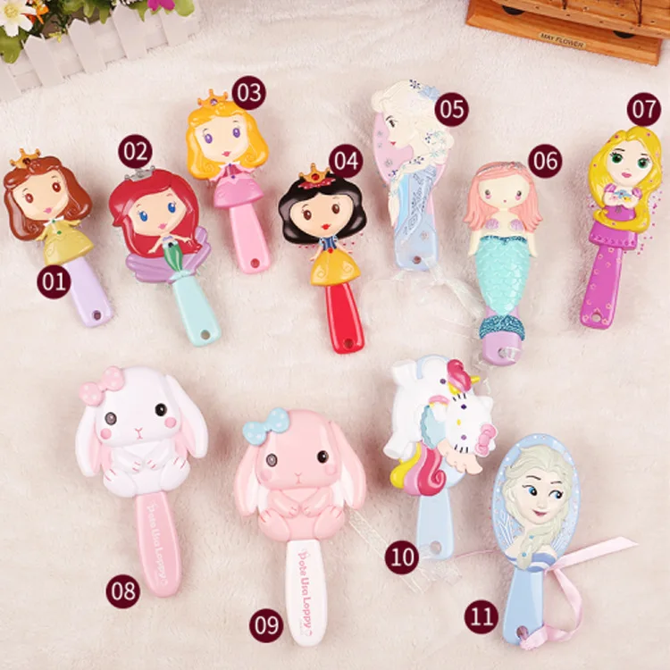 

Princess Cartoon Frozen Hair Brush brosse cheveux Kids Gentle Anti-static Brush Curly Tangle Mermaid Bristles Handle Tangle Comb