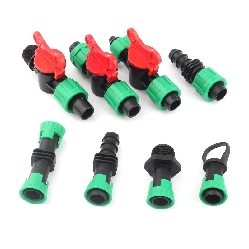

2pcs 16mm Drip Tape Connectors Drip Irrigation System 16PE Irrigation Water Pipe Hose Connector Valve Garden Water Connectors