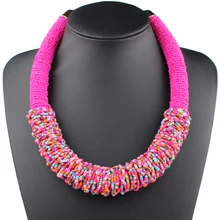 Claire jin богемское короткое ожерелье, ручная работа, просо из бисера, Тканое женское короткое ожерелье, маленькие бусы, ожерелье-воротник, модное этническое ювелирное изделие