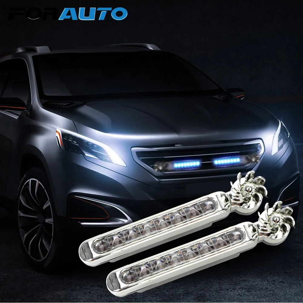 

FORAUTO 1 Pair Car Daytime Running Lights No Need External Power Supply with Rotation Fan LED Wind Powered Vehicle Lights Lamp
