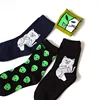 Chaussettes unisexes en coton, 1 paire, dessin animé, chat, Art drôle, Alien Planet, confortables, créatives et chaudes, pour fête d'halloween, automne et hiver ► Photo 3/6