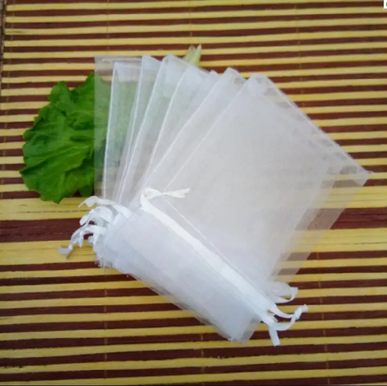

50pcs/ 11x16 13x18 15x20 17x23 cm White Fabrics Organza Bags Jewelry Gift Drawstring Packaging Bags Apply to Wedding/Birthday
