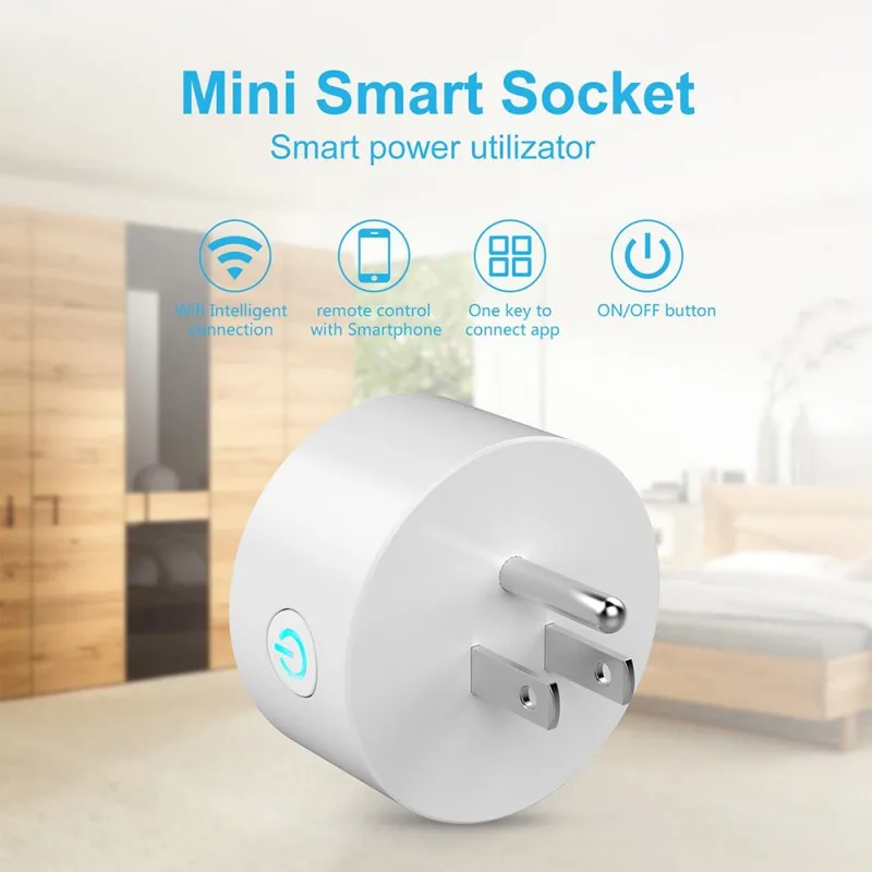 

Mini WiFi Smart Remote Control Switch Power Socket Timing Socket Outlet Home Voice Remote Control Switch Compatible US Plug
