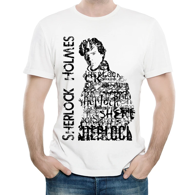 

Sherlock T Shirt White Color Mens Fashion Short Sleeve TV Drama Sherlock Print T-shirt Tops Tees tshirt Casual T-shirt