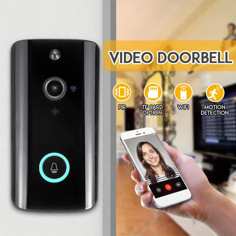 

Smart Video Wireless WiFi Doorbell IR Visual Camera Record Security System Kit