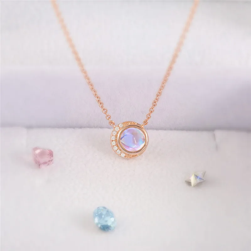 ROXI Moonstone колье ожерелье модное розовое золото/серебро Цвет Подвеска из камня и хрусталя ожерелье женское Ювелирное колье femme