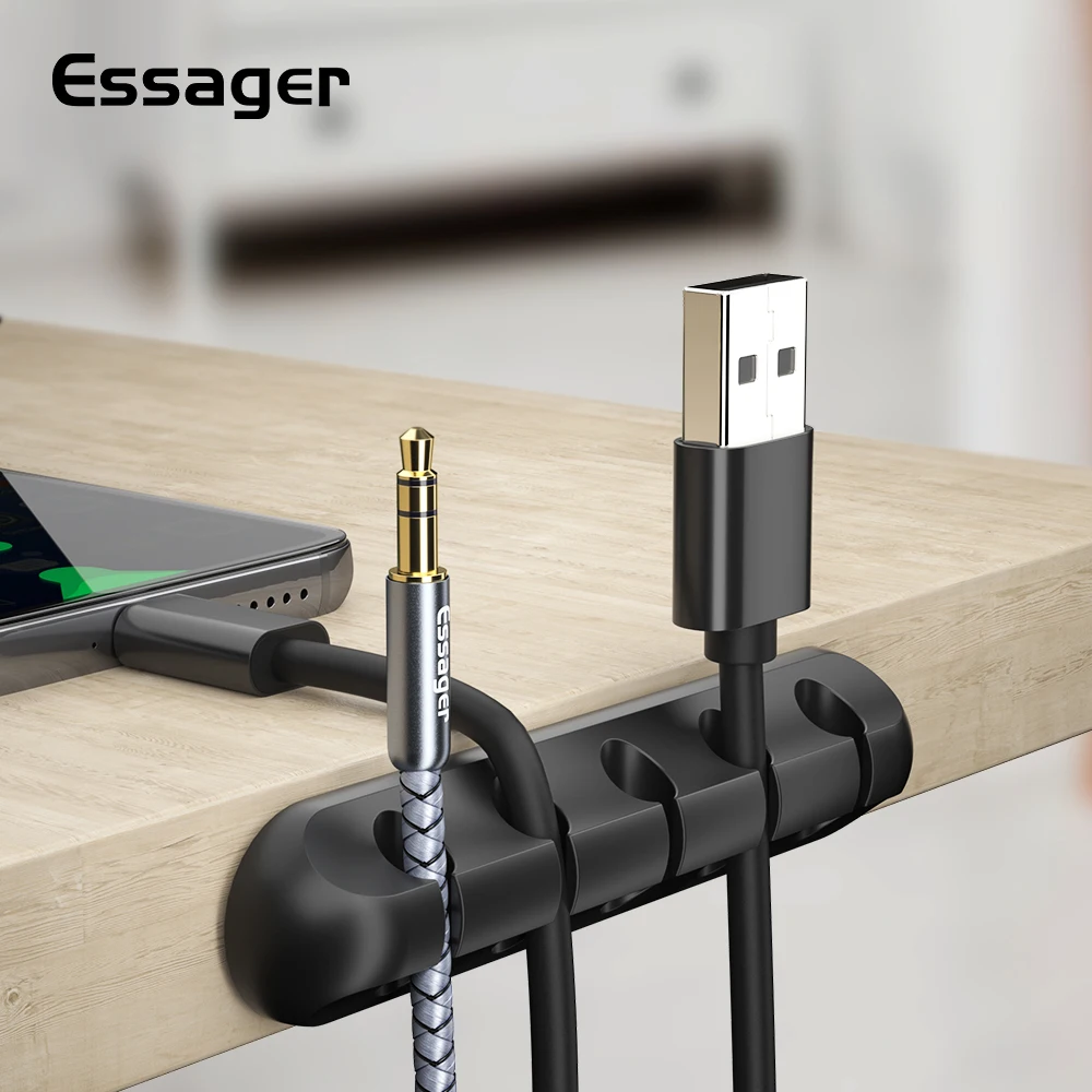 

Essager Cable Wire Organizer USB Cable Holder Mouse Headphone Earphone Charger Cord Protector Desk Winder Clip Office Management