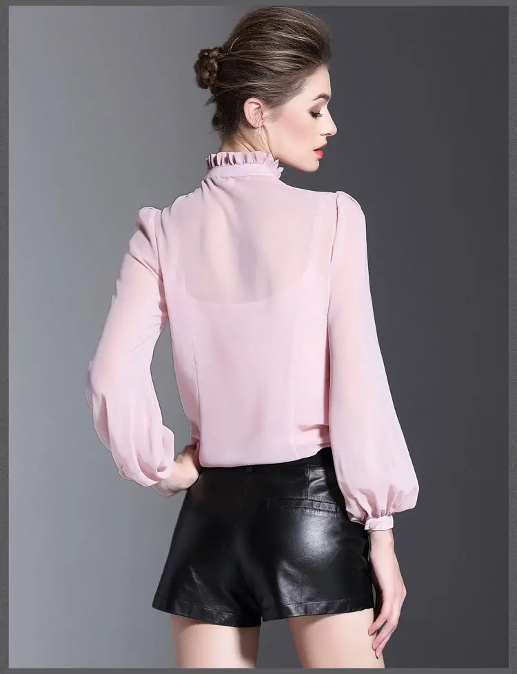 MissFoFo, розовая рубашка, модная офисная женская блузка, зимняя одежда для работы, шелковая цельная Брендовая женская Повседневная Базовая рубашка с розовым бантом