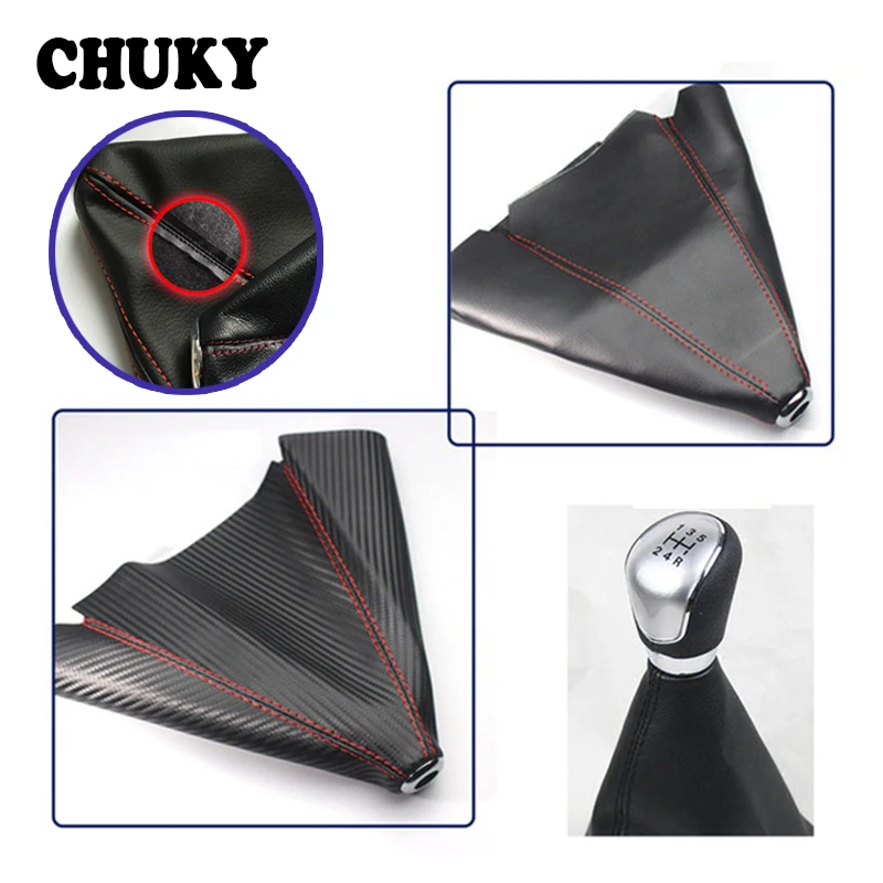 

CHUKY Gear Lever Dust-proof Cover Carbon Fiber Leather For Abarth Fiat 500 Volvo XC90 V70 Civic 2006-2011 2017 Accord 2003-2007