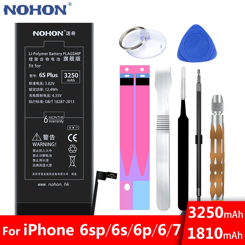 Nohon аккумулятор для Apple iPhone 7 6 6 S Plus айфон 6splus 6plus запасная батарея для iPhone6 iPhone7 Bateria Высокая емкость Бесплатные инструменты
