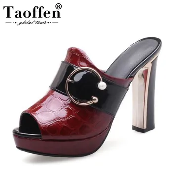 

TAOFFEN Women Sexy Super High Heel Sandals Beading Mixed Colors Party Club Shoes Women Summer Vacation Footwear Size 32-42
