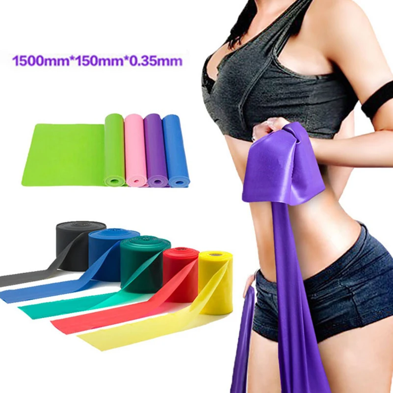 

Yoga Home Fitness Resistance Bands 1500mm*150mm*0.35mm Strength Training Strong Latex Elastic Crossfit Rubber Sport Loop