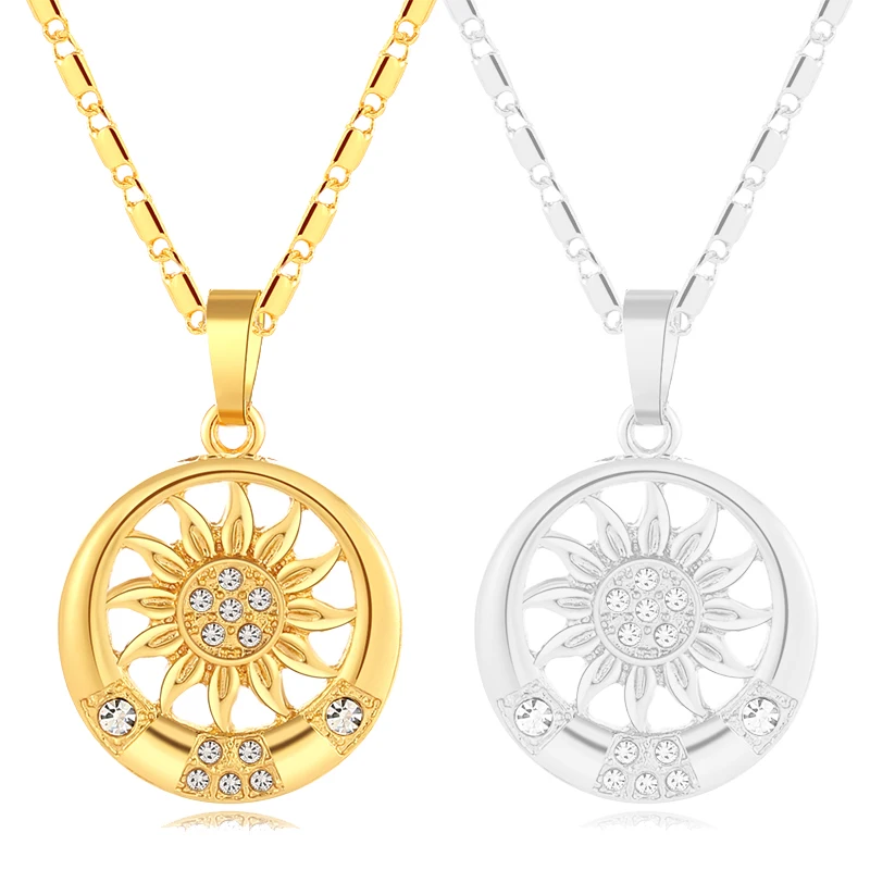

SONYA Classic Allah Islamic Necklace Jewelry Women Silver/Gold Color Cubic Zirconia Round Pendant Necklace Religion Jewelry