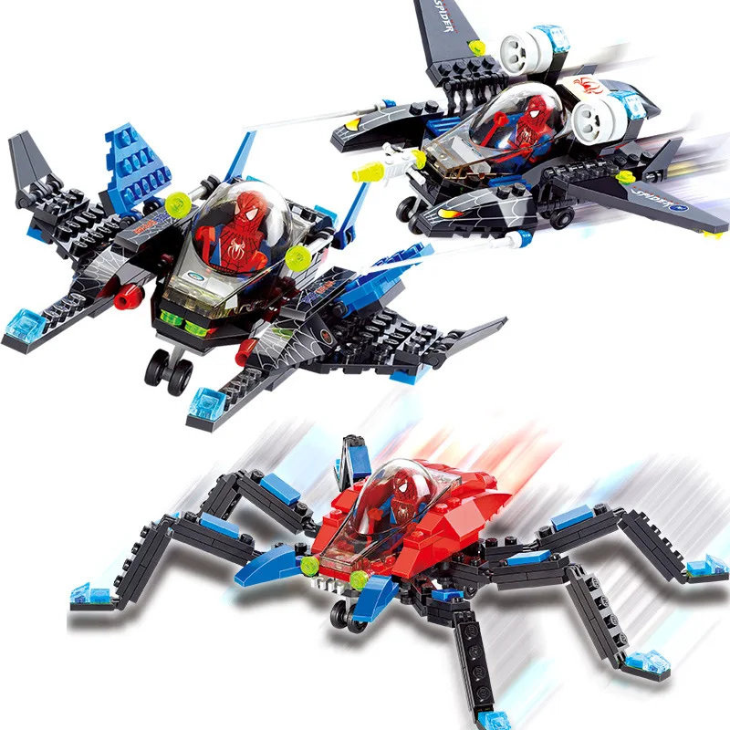 

kaizhi6001-6003Spider plane puzzle block hight quality safe for child birthday gift with super man doll
