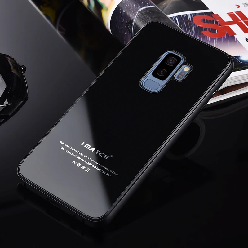 Оригинальный IMATCH чехол для samsung Galaxy S9 плюс металлический каркас с уровнем твердости 9 H закаленное Стекло задняя крышка ударопрочный корпус