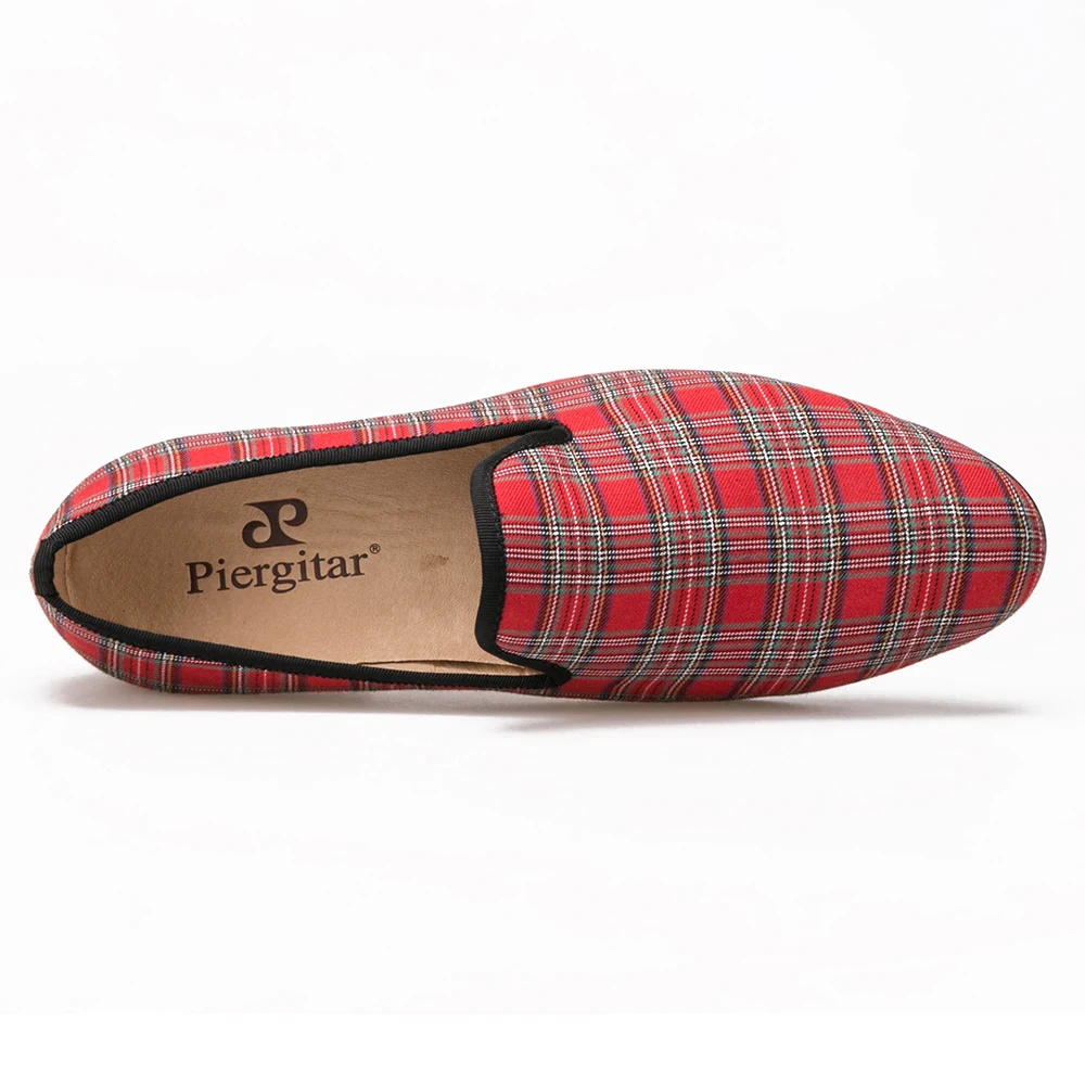 Handgemachte Piergitar rot 17 Blau Schuhe 2017 Verschiffen Lässig Schottischen Größe Plaid Us Plus Männer Stoff Wohnungen Müßiggänger Neue 4 Freies HZ1qfrnxH