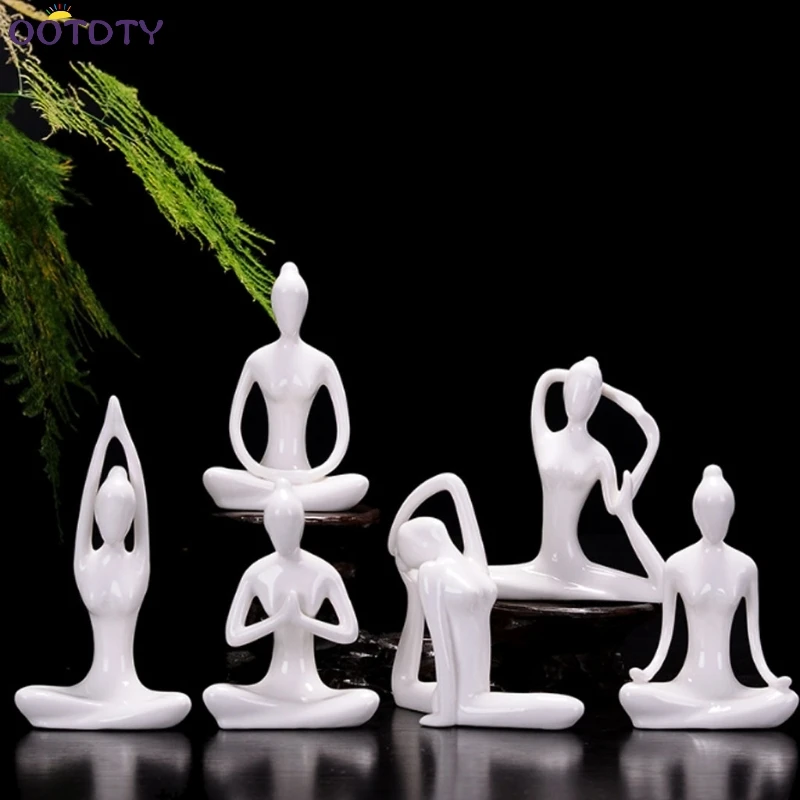 Buy Abstract Art Ceramic Yoga Poses Figurine Porcelain