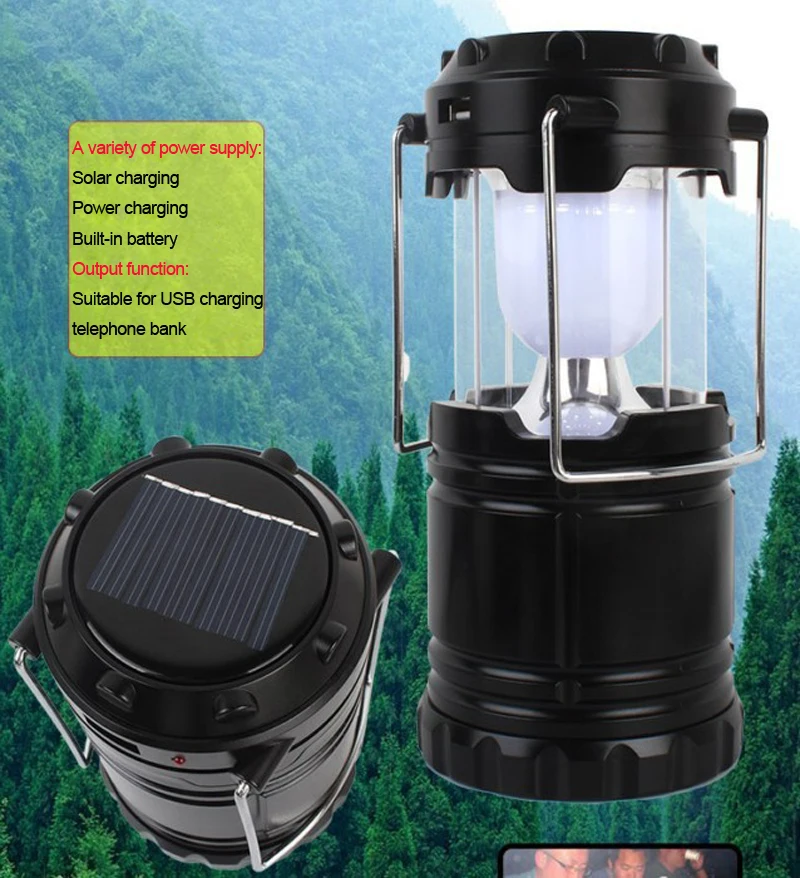 Kaufen LED Camping Laterne Taschenlampen Faltbare Solar Zelt Licht Getriebe Zubehör Ausrüstung für Outdoor Camping Wandern Notfälle