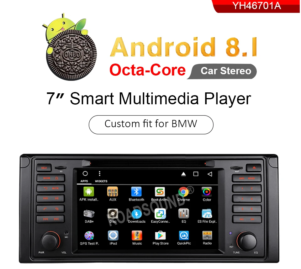 Cheap Android 8.1 Octa Core 7" Smart Multimedia Car DVD Player Radio Stereos GPS for BMW E39 M5 / 7 Series E38 1999 YH39701A 0
