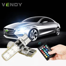 

2pcs T10 W5W 194 Car LED RGB Wedge Side Light Auto Lamp Lights Flashing Bulb +Remote Controller