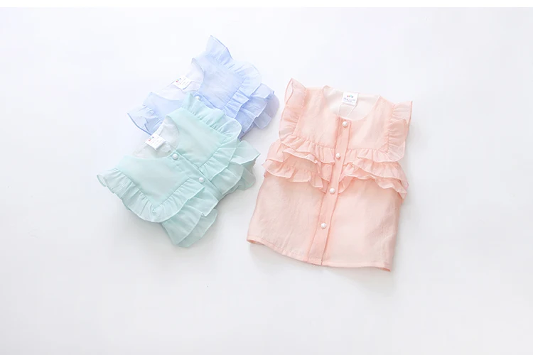 2018 Hot Summer New Design 2 3 4 6 8 9 10Years Thin Sweet Cute Solid Color Short Fly Sleeve Blouse Baby Kids Girls Chiffon Shirt (15)