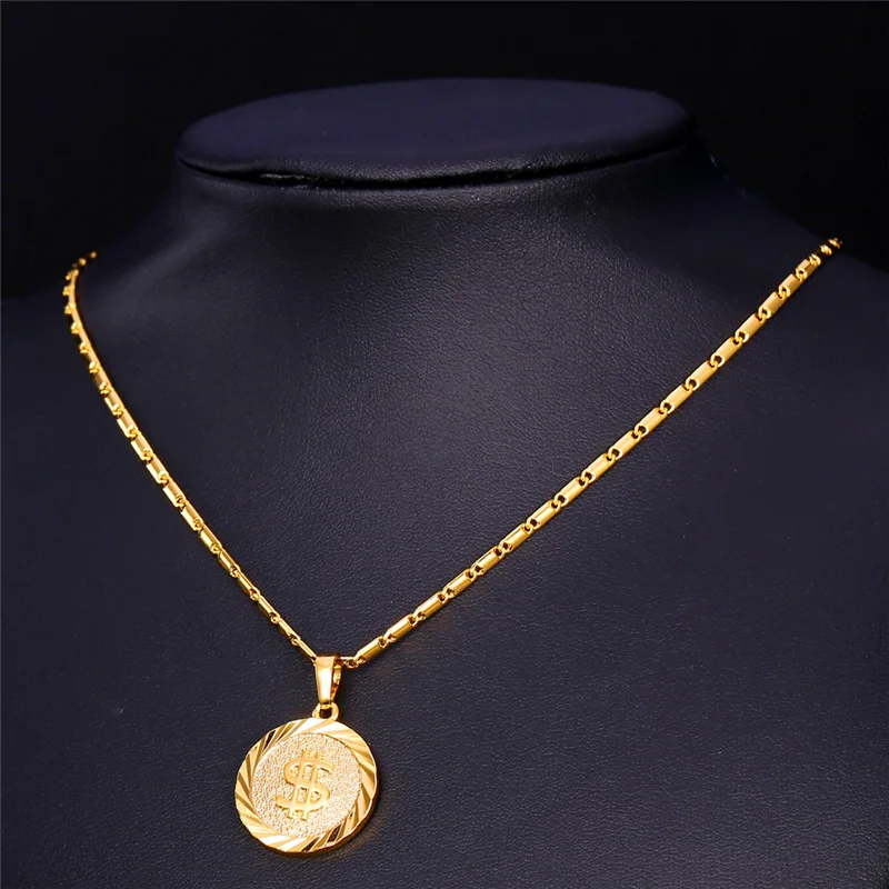 U7 Coin Necklace Men/women Fashion 
