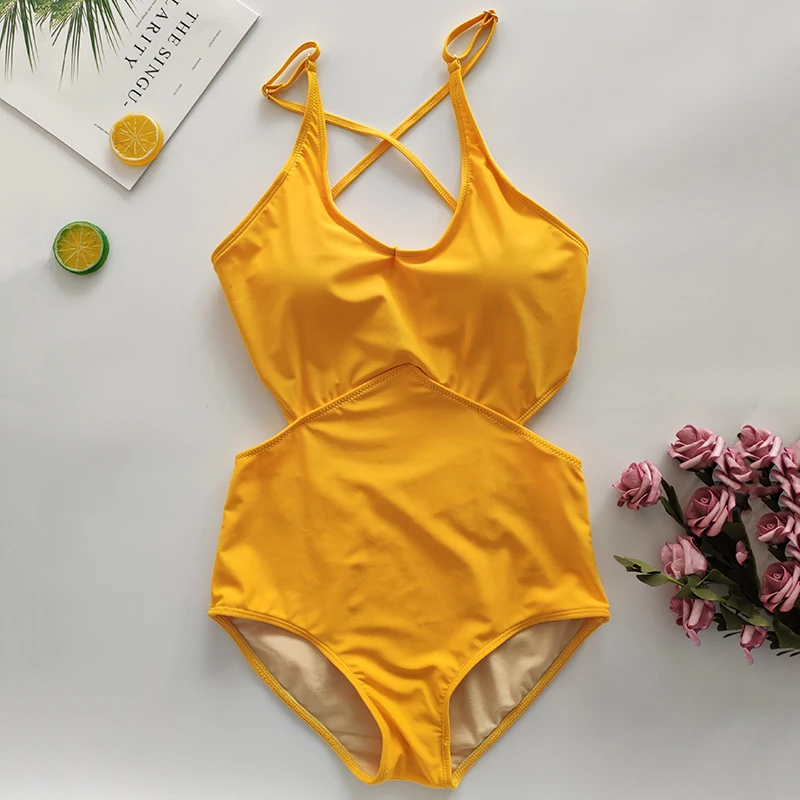 yellow plaid bathing suit
