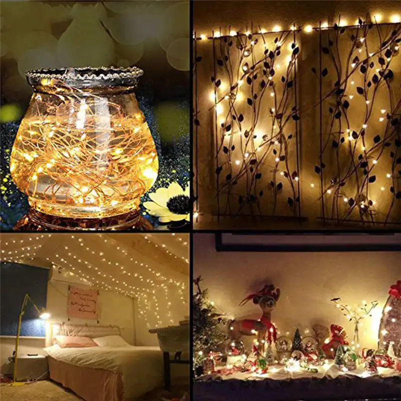Solar Powered Copper Wire LED String Lights 10M Waterproof Fairy Light for Christmas Garden Holiday Decoration 100 led #2n14 (21)