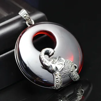

jewelry wholesale 925 sterling silver inlaid garnet red zirconium pendant lady retro sweater chain Silver Pendant