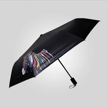 

Creative Color Changing Umbrella,3 Folding Portable Rain Women Windproof Sunshade Zebra Parasol Rain Shade Anti-UV For Women