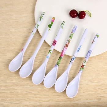 

Long Handle Ceramic Tea Spoon Porcelain Coffee Sugar Dessert Spoons Children Soup Scoop Kitchen Flatware Tableware Accessories