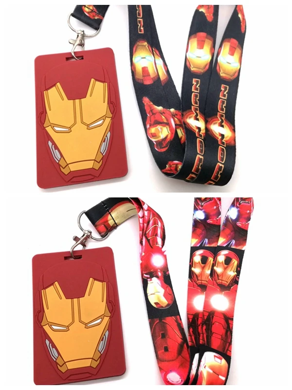  10 Pcs Cartoon Iron Man Card Captor Sakura Lanyard Key Chains Card Holders Bank Card Neck Strap Car