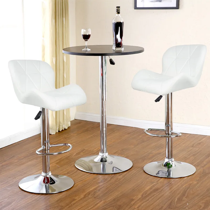 

2Pcs/Set Bar Stools Modern Adjustable Synthetic Leather Swivel Bar Stools Chairs Pneumatic Pub Chair Footrest 2 Colours HWC