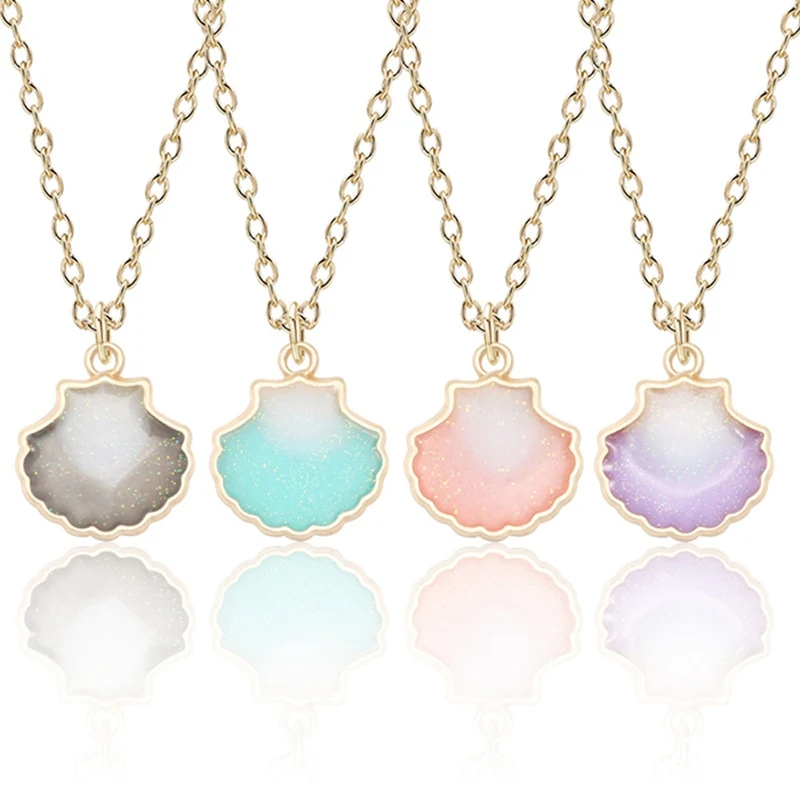 

Fashion Jewelry 5 Color Creative Shell Necklaces Pendants Mermaid Shell Necklace For Women Girl Souvenir Gift I Love You