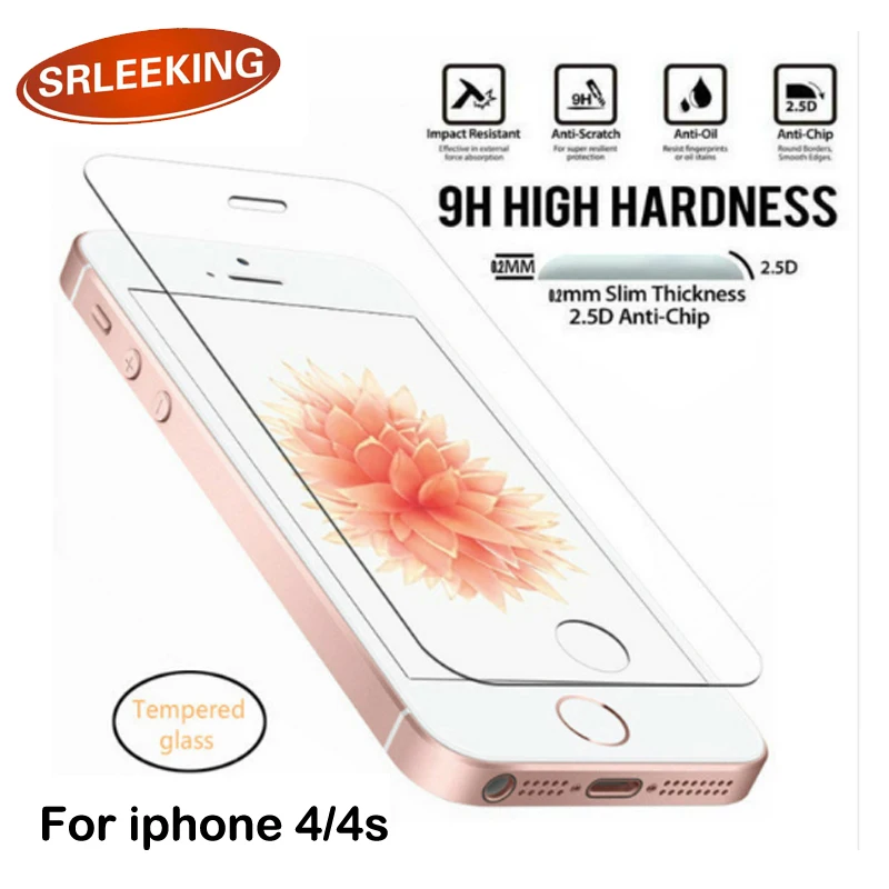 

SRLEEKING 2.5D Protective Glass For iPhone 4/4S 0.26mm Screen Protector On Tempered Glass Film Tempered glass for iPhone 4/4S
