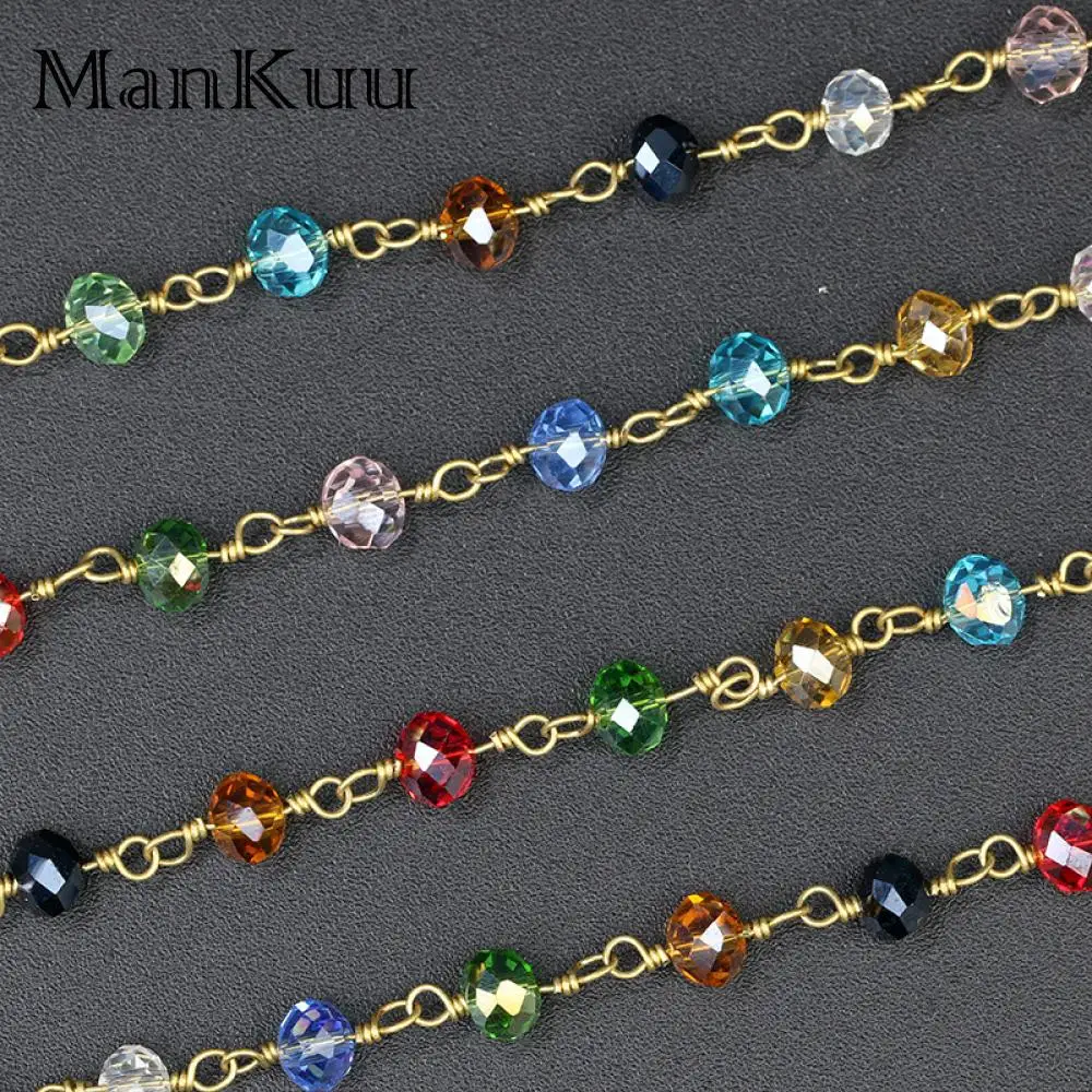 Mankuu 4*6 мм натуральный жемчуг бисер из стеклянных кристаллов цепи разноцветный