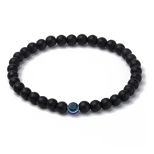 Браслеты из натурального камня черный браслет из ониксовых бусин мужские Злой Глаз эластичные браслеты для женщин мужчин модные ювелирные изделия Bileklik