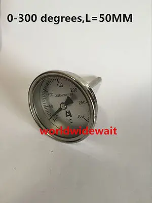 

1/4PT Stainless Steel bimetallic Thermometer 0-50~400 degrees WSS-303