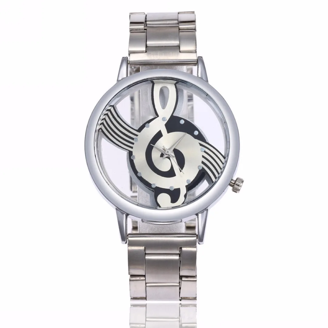 Shellhard Womens Men's Watches Silver Stylish Musical Music Note Dial
