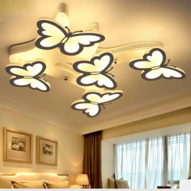 Us 31 84 45 Off Simple Led Ceiling Light Creative White Butterfly Shaped Wrought Iron Acrylic Bedroom Dimmable Remote Control Lighting Lamp In