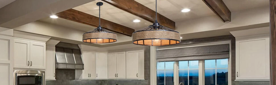 Industrial do Vintage Corda de Cânhamo Ilha da Cozinha Pingente Metal Enjaulado Iluminações Pendurado Luminária Lâmpada Antiga Luz 13 Luzes e Iluminação