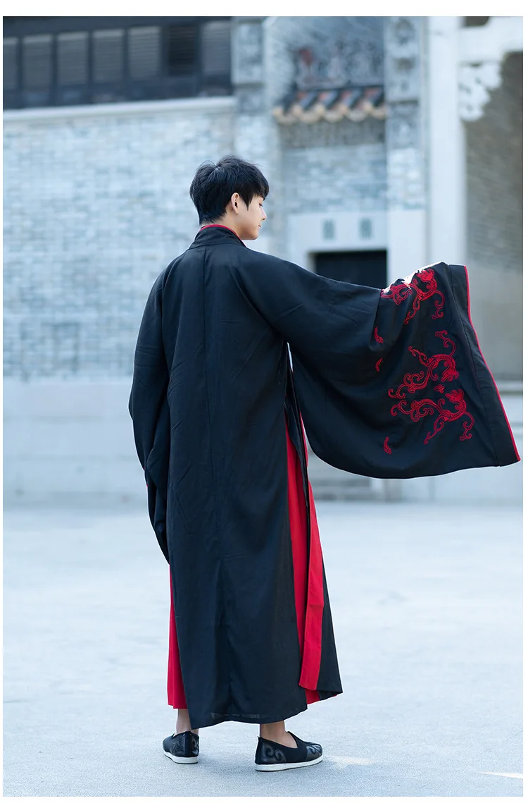 Hanfu мужские Han Ele Мужская традиционная одежда с длинным рукавом юбки династии Тан древние наряды для мужчин сценическая Одежда для танцев китайский DN3514