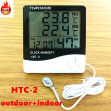 HTC 2 Digital Thermometer Hygrometer Weather Station Temperature Humidity Meter font b Clock b font font