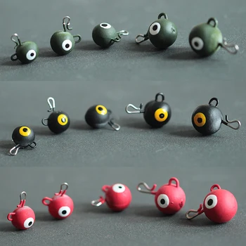 

5pcs 3D Eye Jig Head Lead Deep Water Bullet Weight Soft Lure Baits Texas Fishing Tackle Accessories 3g/4g/5g 3 Colors