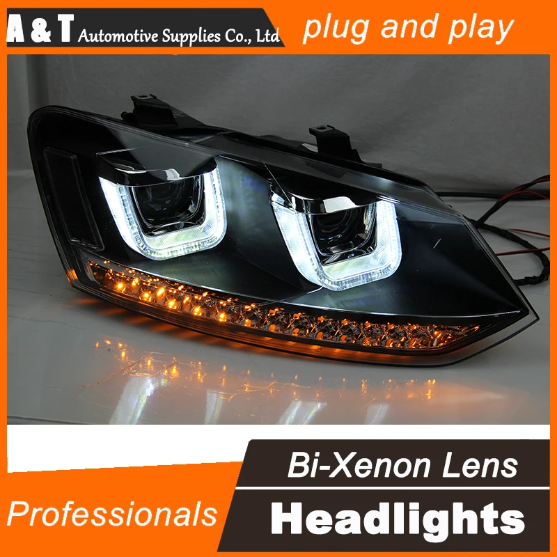 A T Car Styling For 2009 2015 VW Polo Headlights New Polo LED Headlight Cruiser Drl