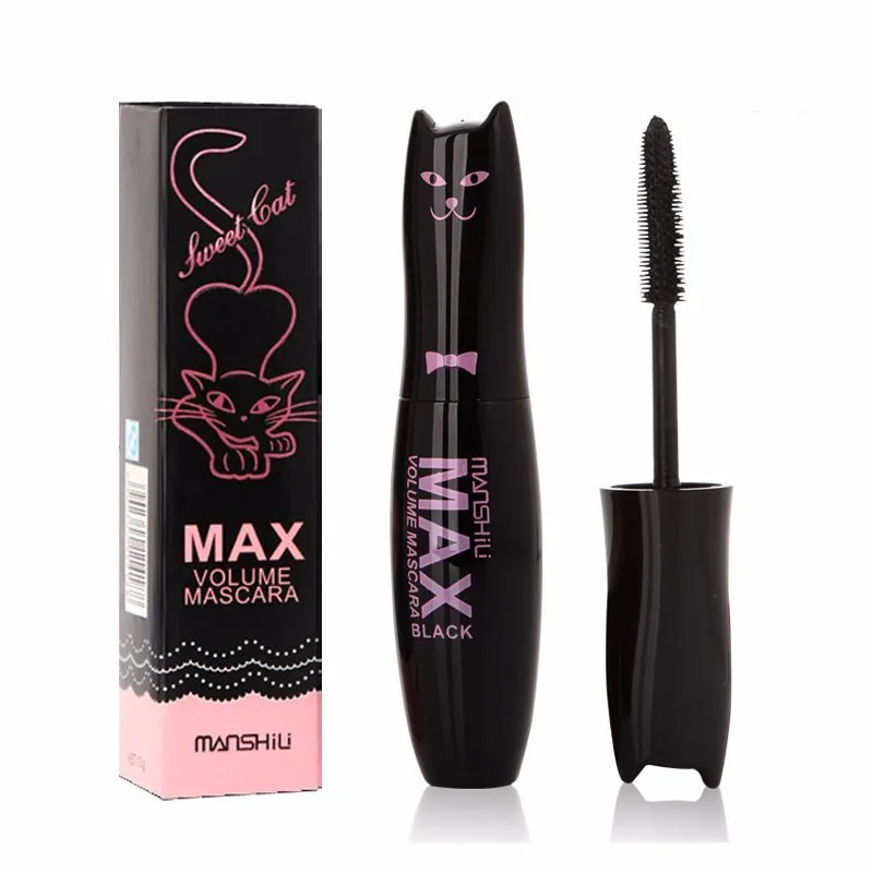 

Fashion Max Volume Black Waterproof Curling Lengthening Thick Mascara Eyelashes Makeup Tool Cute Black Cat Design Coametics