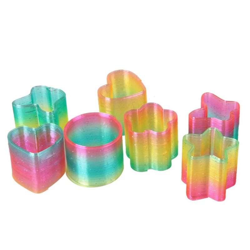 

6pcs/set 5cm Plastic Magic Rainbow Spring Slinky Toys Rainbow Bounce Circle Educational Toy Colorful Slinky Toy Gift For Kid